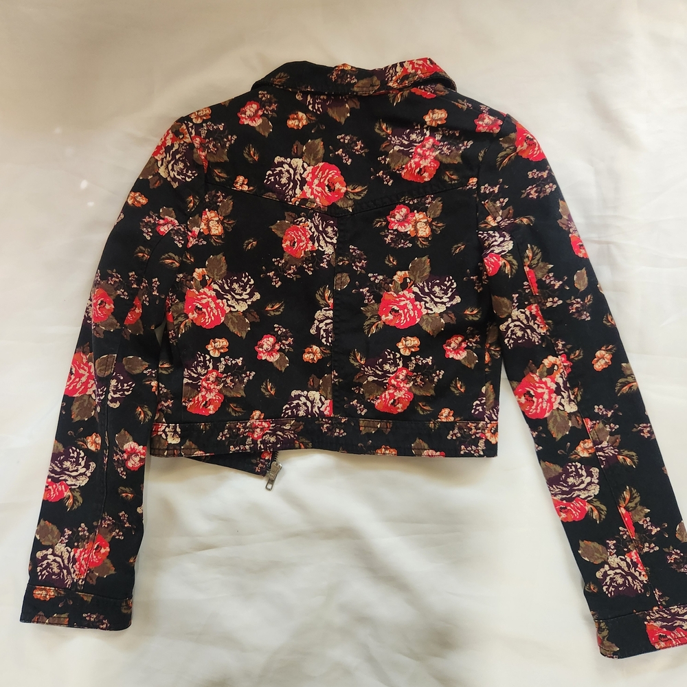H&M Black Floral Jean Jacket